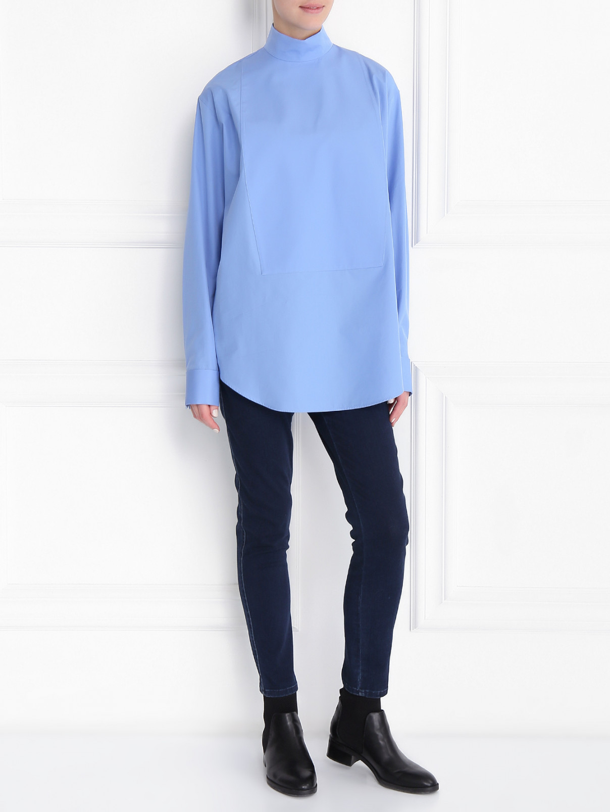 Рубашка из хлопка свободного кроя Jil Sander  –  Модель Общий вид  – Цвет:  Синий