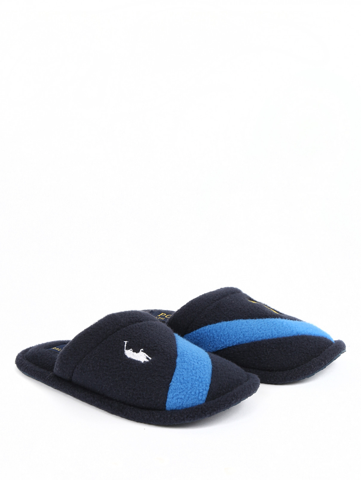 Тапочки с контрастными вставками и вышивкой Ralph Lauren  –  Общий вид  – Цвет:  Синий