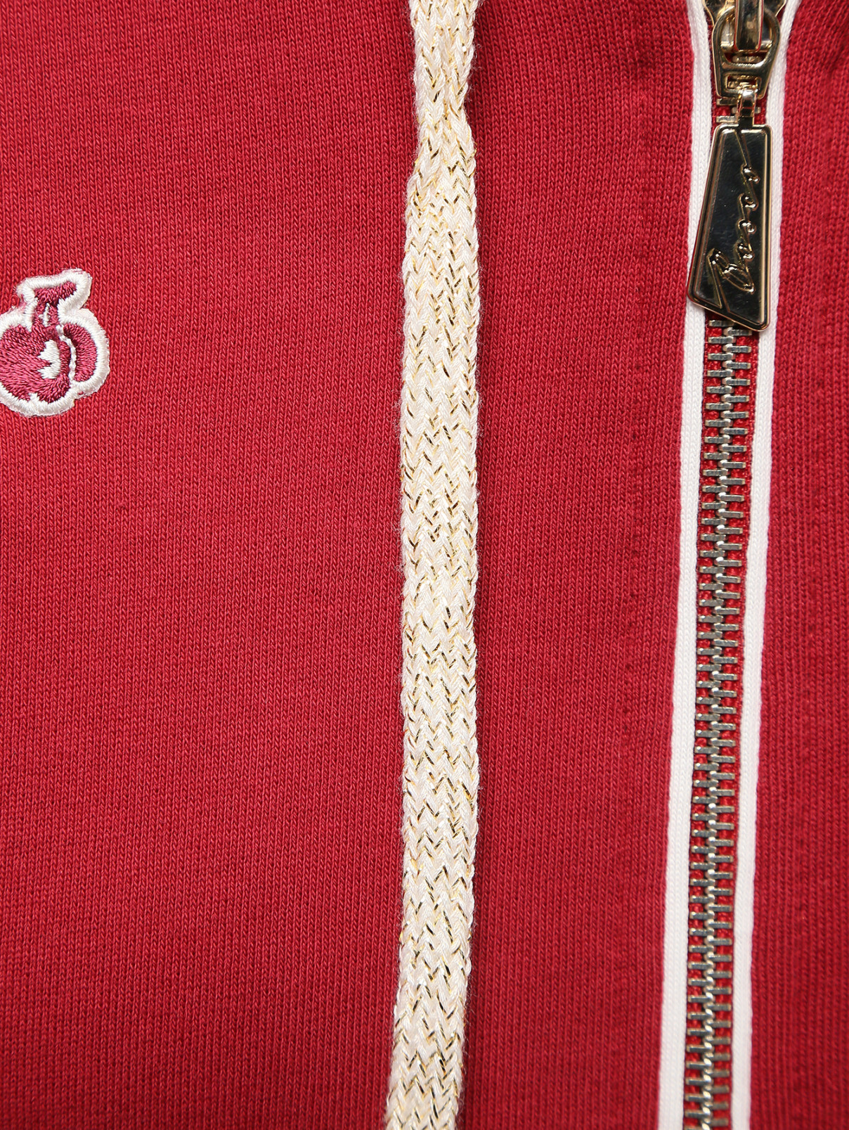 Толстовка из хлопка с капюшоном на молнии BOSCO  –  Деталь  – Цвет:  Красный