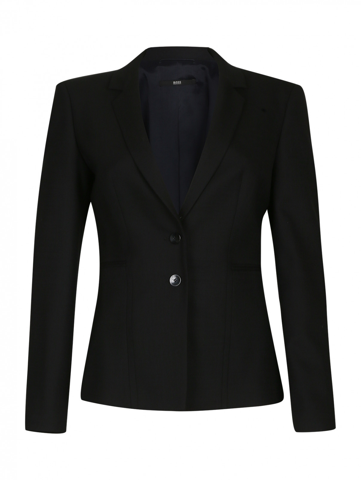 Фактурный пиджак из шерсти Boss  –  Общий вид  – Цвет:  Черный