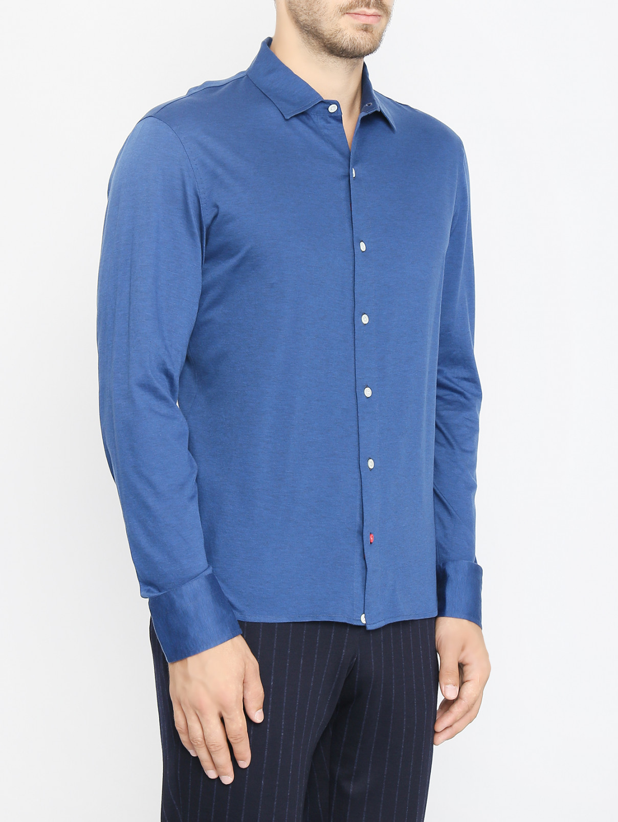 Рубашка из хлопка Isaia  –  МодельВерхНиз  – Цвет:  Синий