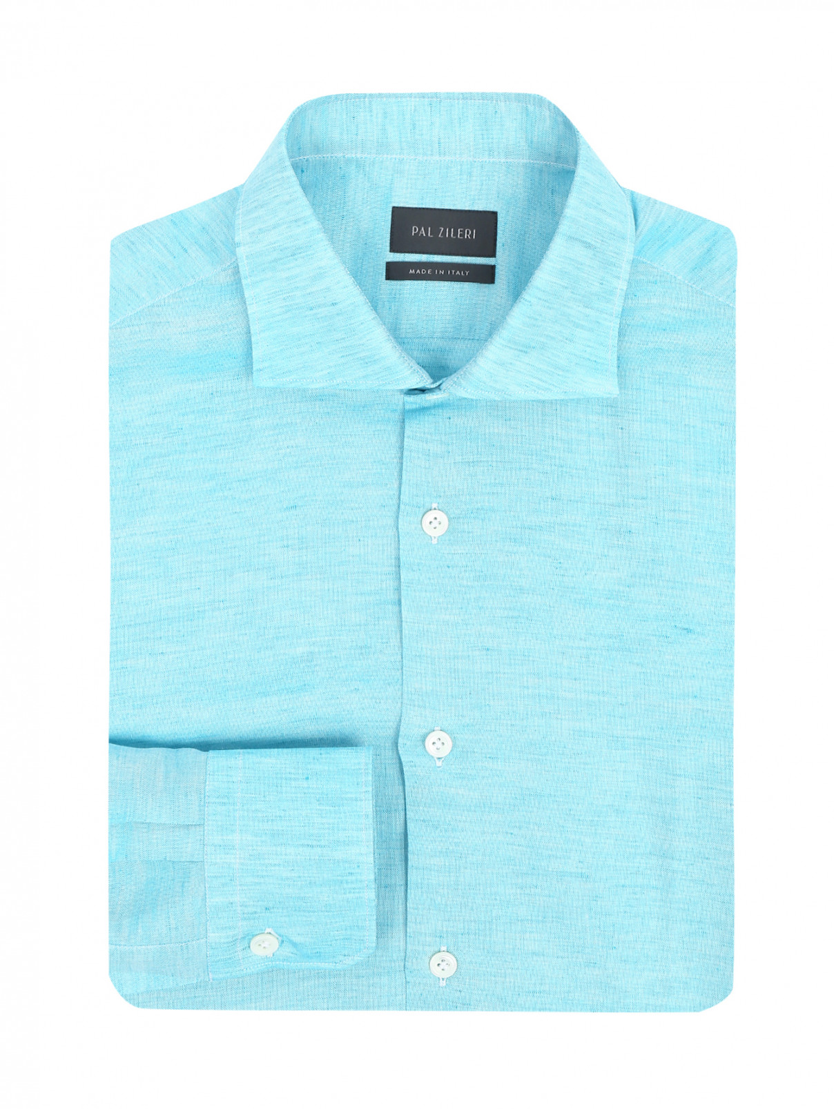 Рубашка из льна и хлопка Pal Zileri  –  Общий вид  – Цвет:  Синий