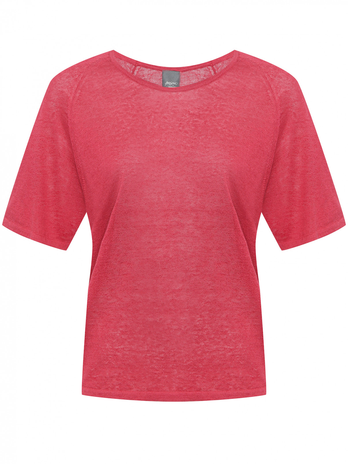 Однотонная футболка из льняного волокна Persona by Marina Rinaldi  –  Общий вид  – Цвет:  Красный