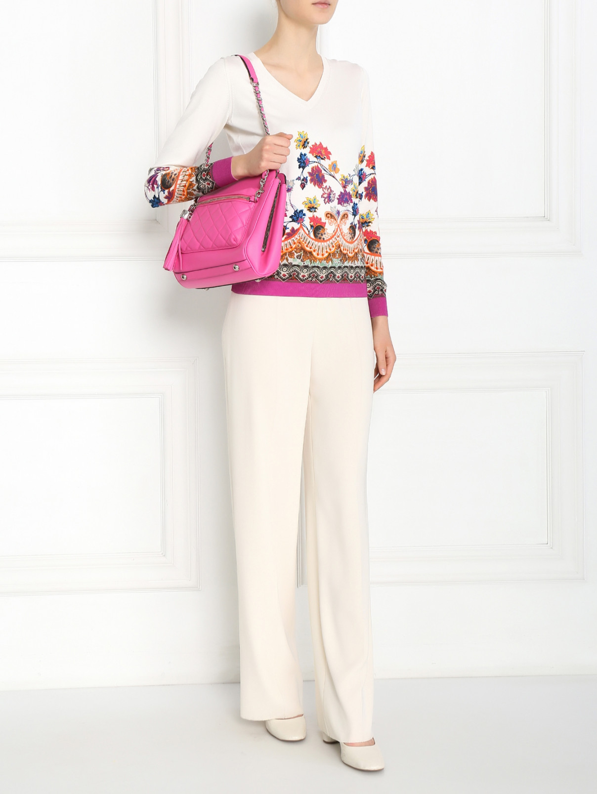 Сумка из кожи со сменным плечевым ремнем Moschino Couture  –  Модель Общий вид  – Цвет:  Розовый