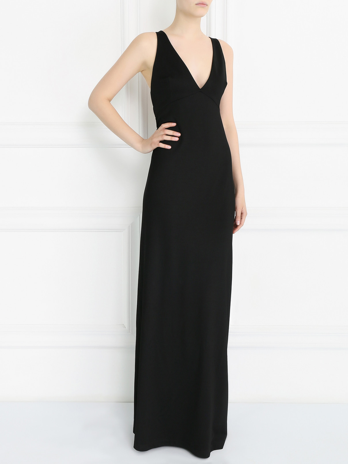 Платье в пол с открытой спиной Barbara Bui  –  Модель Общий вид  – Цвет:  Черный