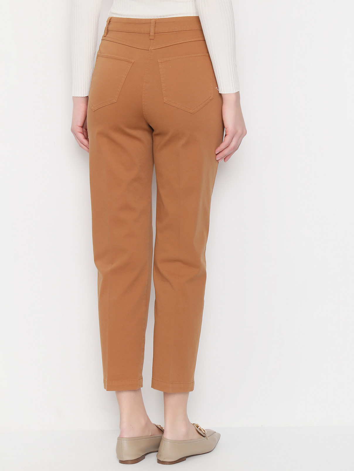 Укороченные брюки из хлопка с карманами Max&Co  –  МодельВерхНиз1  – Цвет:  Коричневый