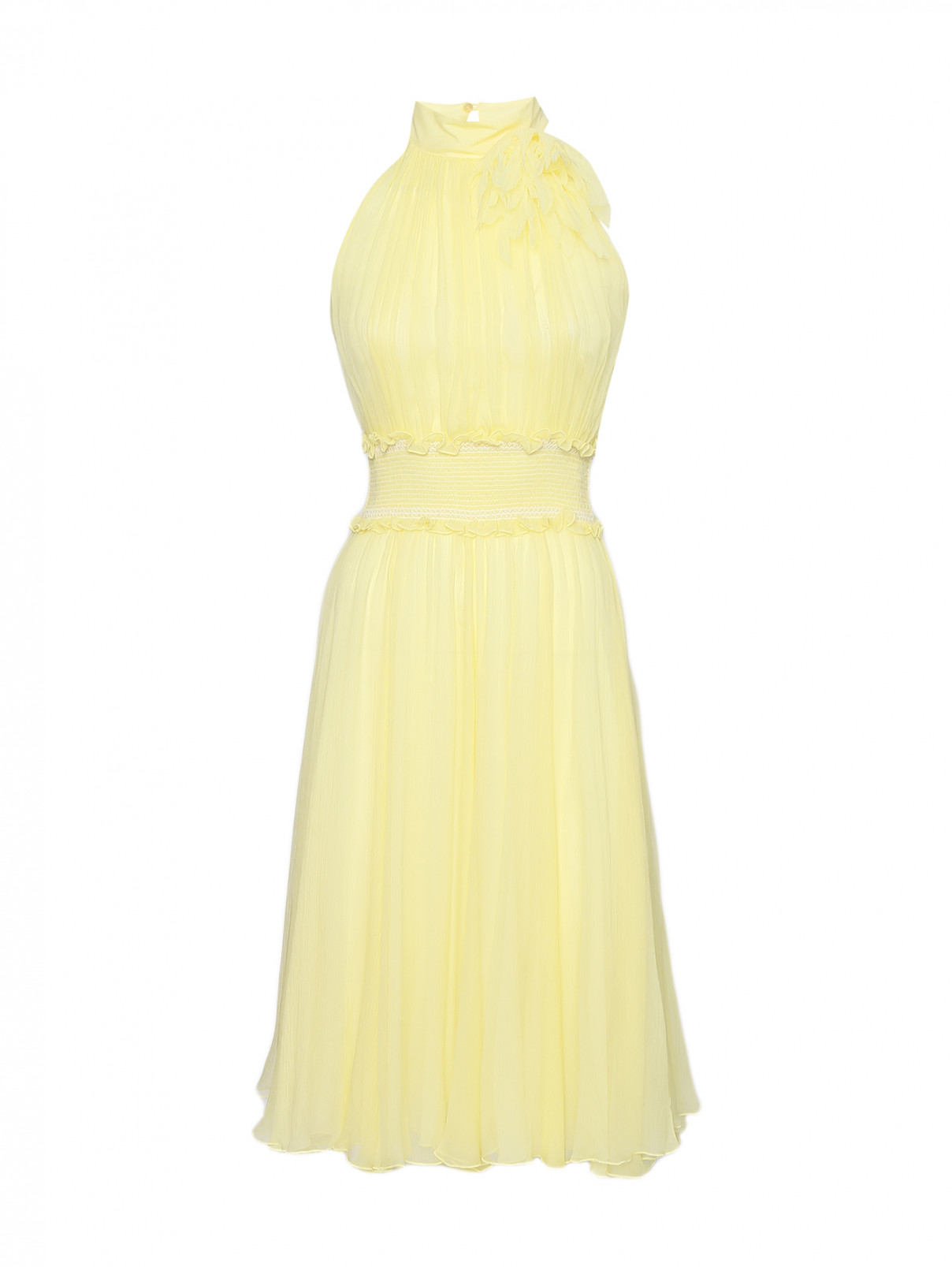 Платье-миди из шелка Blumarine  –  Общий вид  – Цвет:  Желтый