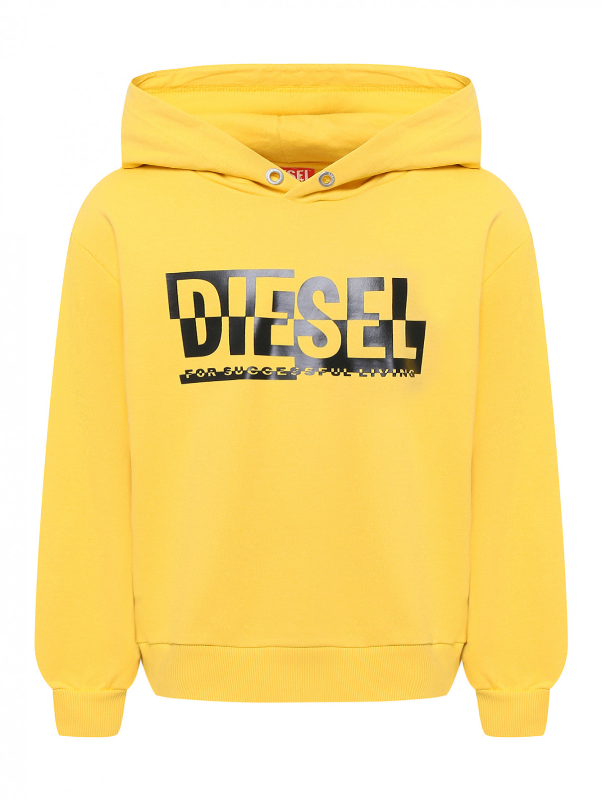 Толстовка с капюшоном из хлопка Diesel  –  Общий вид  – Цвет:  Желтый