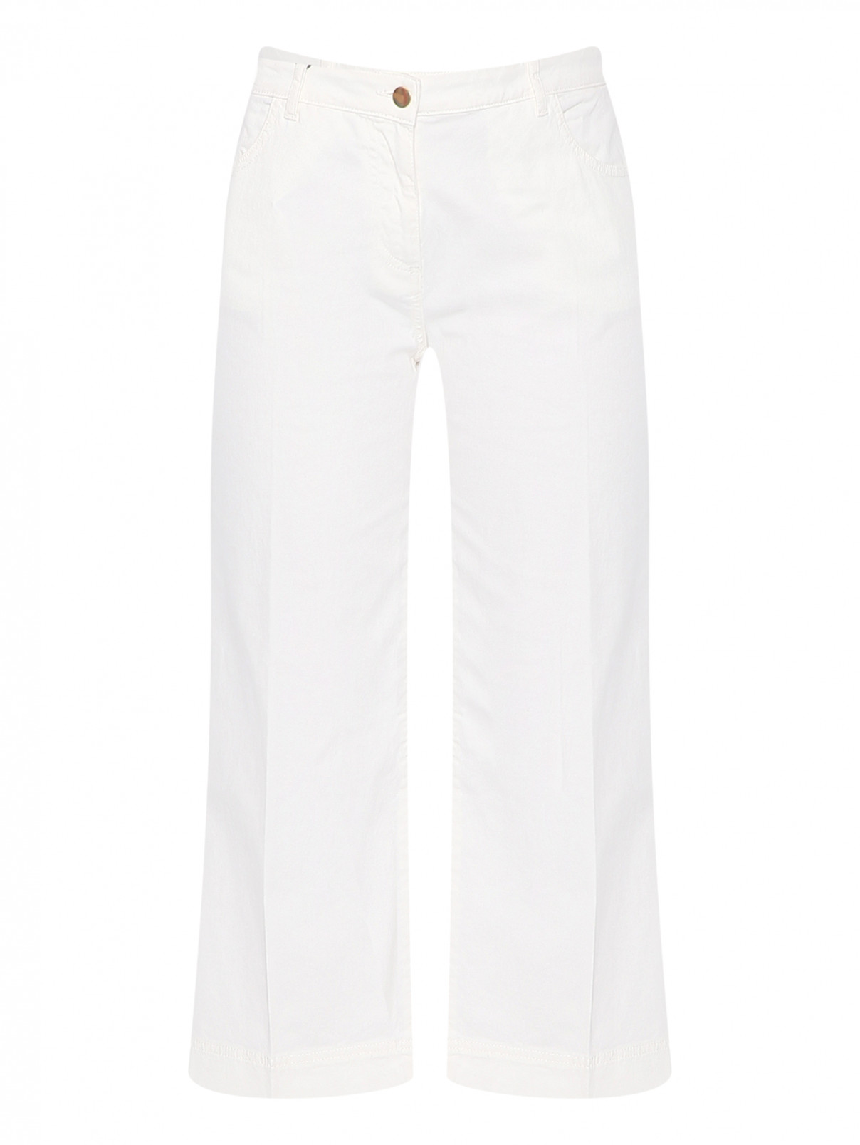 Укороченные брюки из хлопка Persona by Marina Rinaldi  –  Общий вид  – Цвет:  Белый