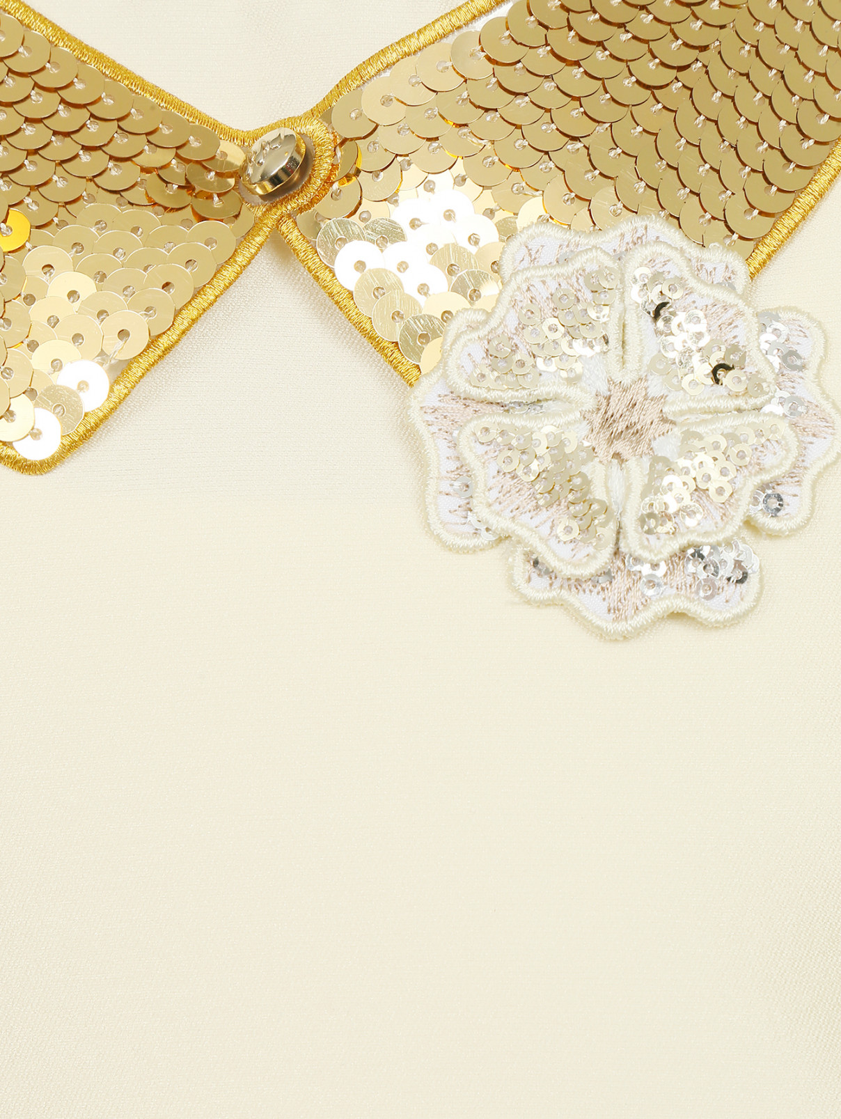 Блуза свободного кроя с воротничком из пайеток MiMiSol  –  Деталь  – Цвет:  Золотой