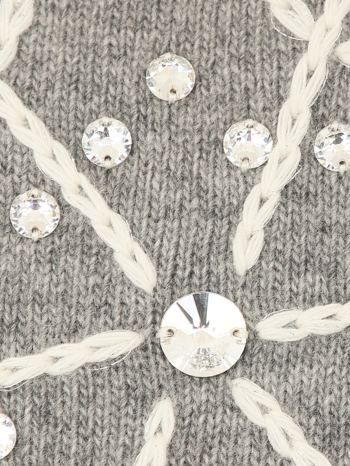 Шерстяной джемпер с кристаллами Il Gufo  –  Деталь  – Цвет:  Серый