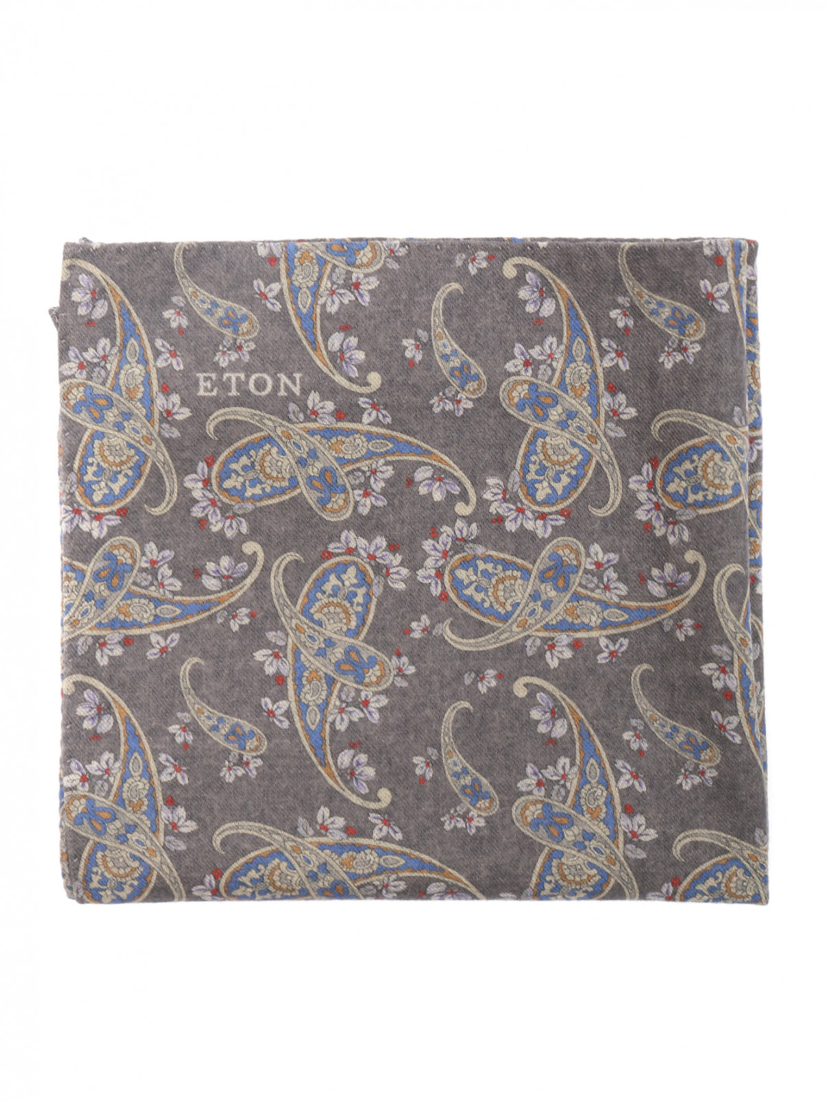 Платок карманный из шерсти с узором Eton  –  Общий вид  – Цвет:  Серый