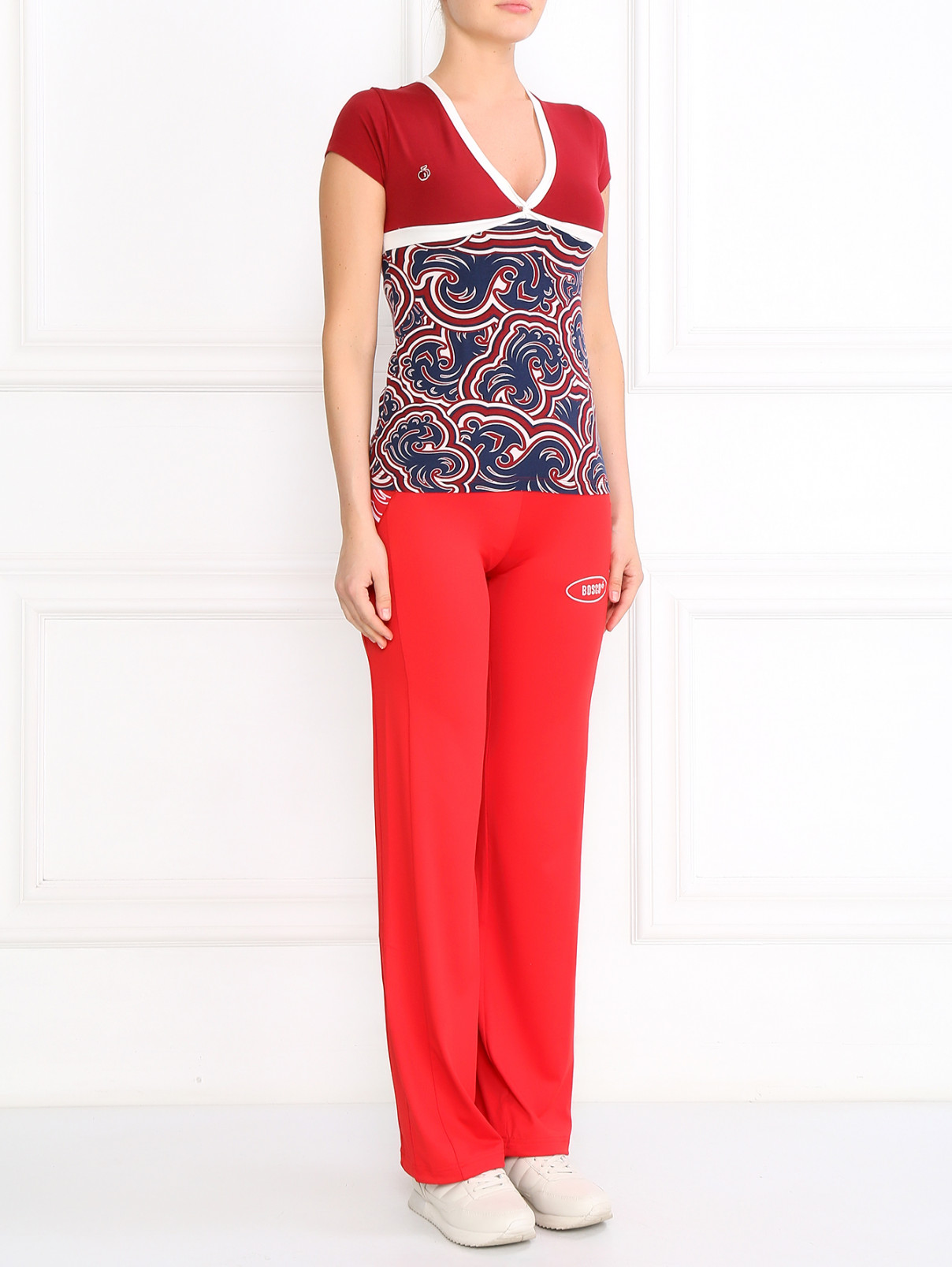 Спортивные брюки с контрастными вставками BOSCO  –  Модель Общий вид  – Цвет:  Красный