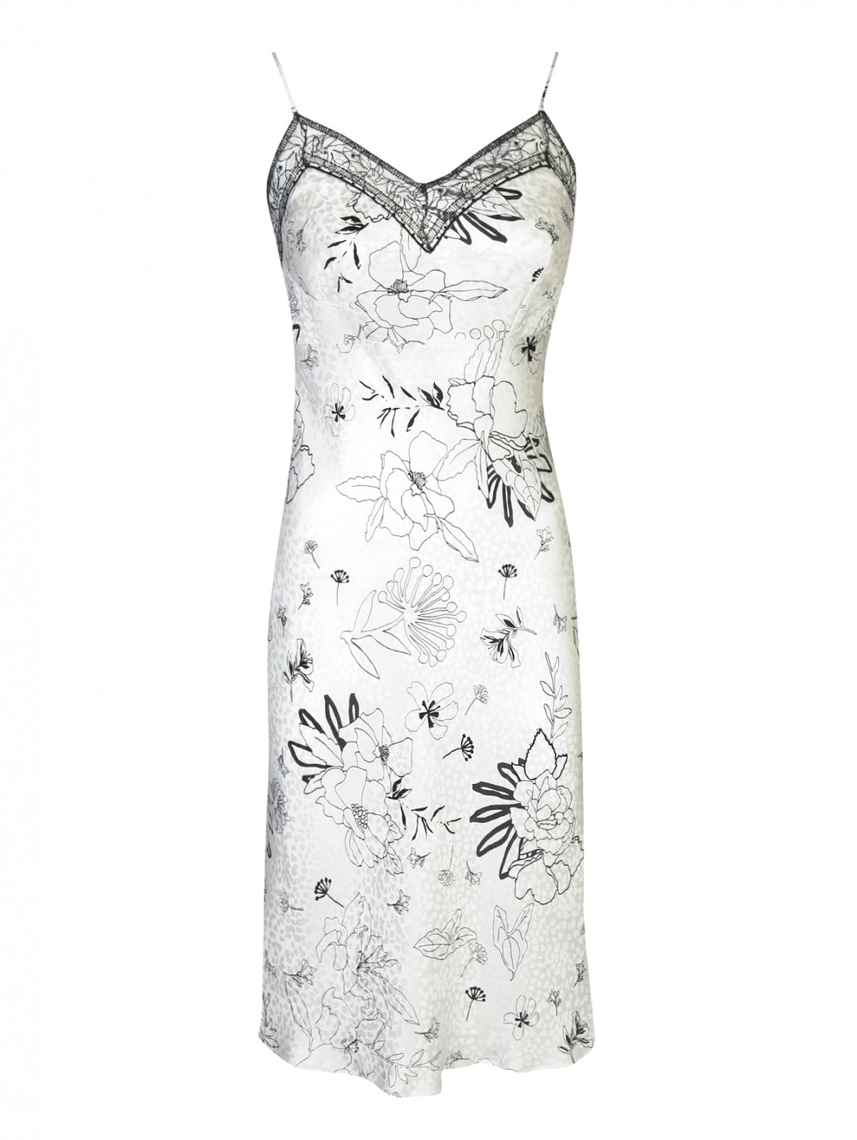 Платье из шелка с цветочным узором Ermanno Scervino  –  Общий вид  – Цвет:  Белый