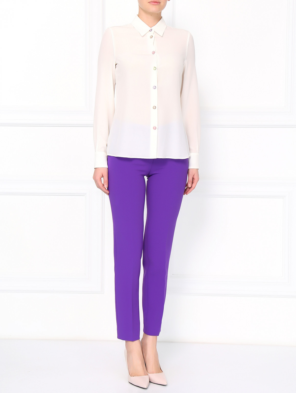 Зауженные брюки Moschino Boutique  –  Модель Общий вид  – Цвет:  Фиолетовый