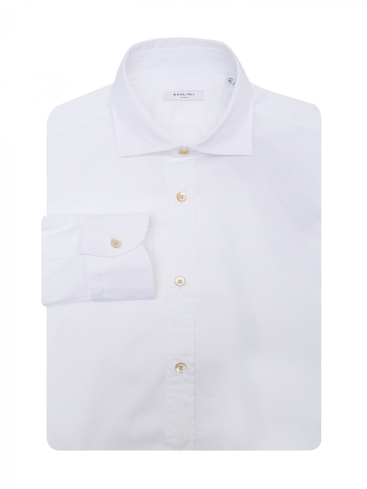 Рубашка из хлопка прямого кроя Boglioli  –  Общий вид  – Цвет:  Белый