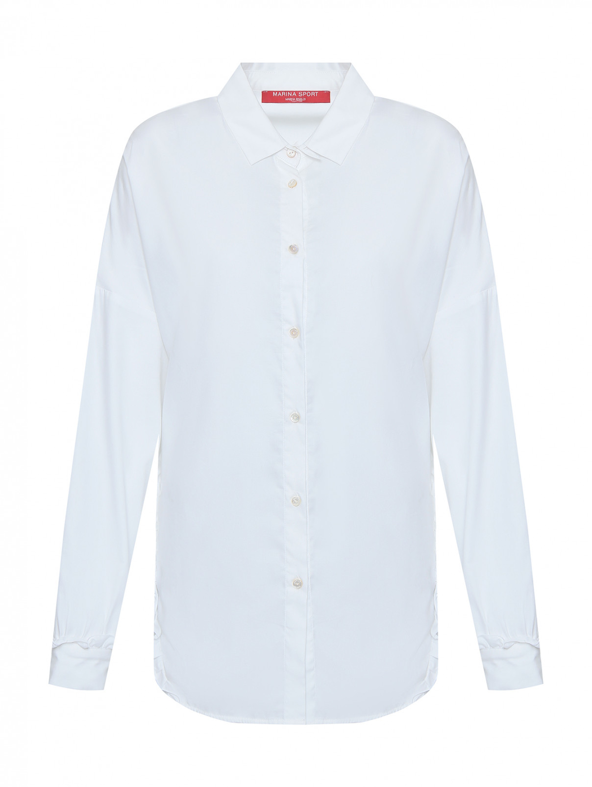 Рубашка свободного кроя, из хлопка , с рюшами Marina Rinaldi  –  Общий вид  – Цвет:  Белый