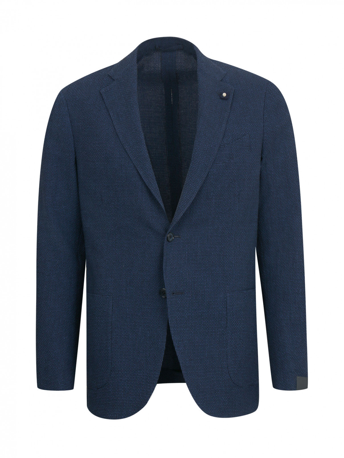 Пиджак из шерсти и льна с узором LARDINI  –  Общий вид  – Цвет:  Синий