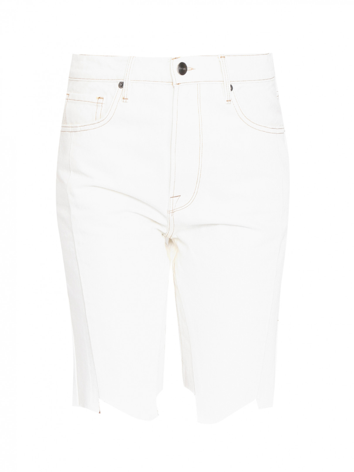 Джинсовые шорты с карманами Frame  –  Общий вид  – Цвет:  Белый