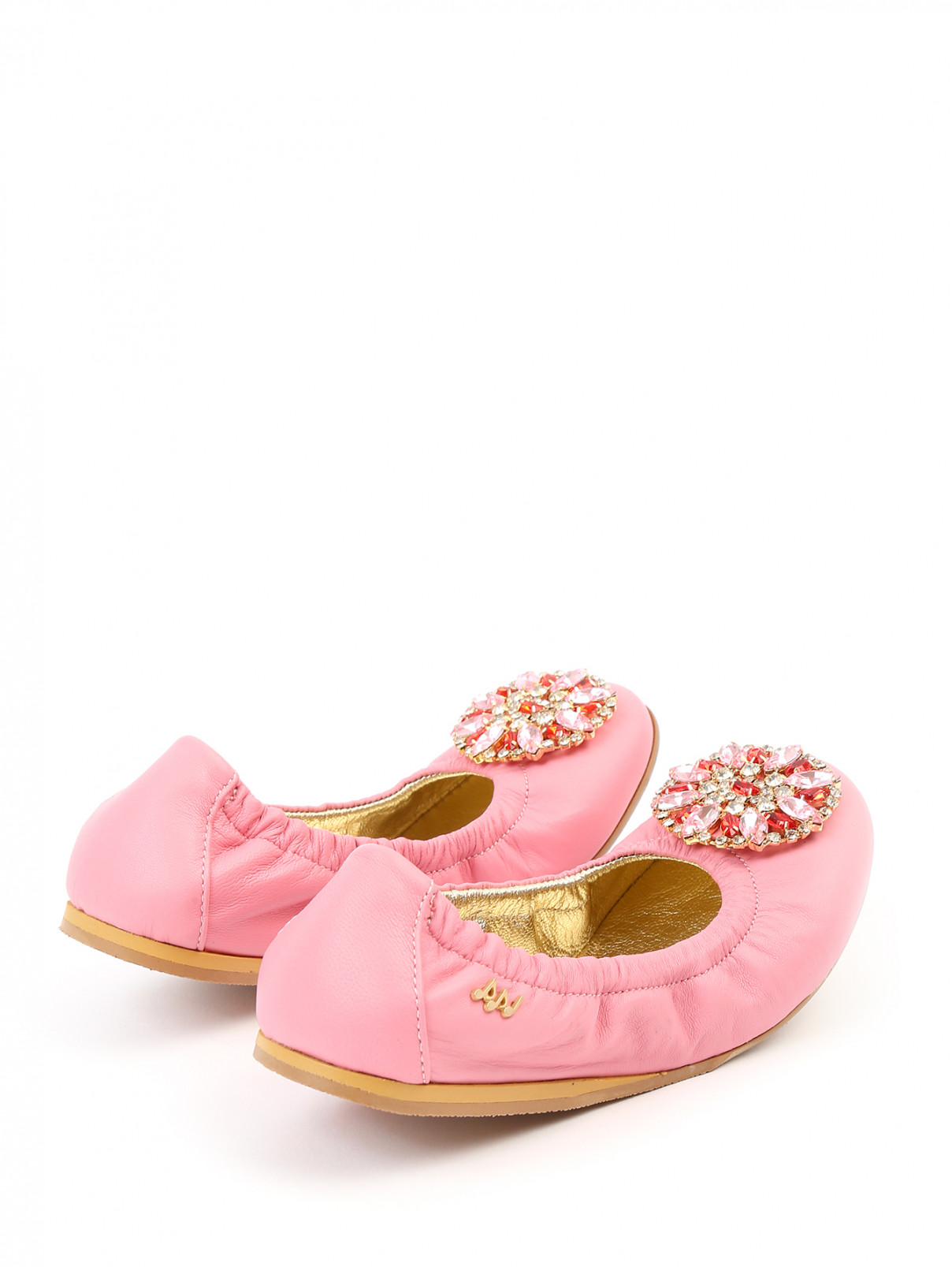Туфли из кожи с декоративными пряжками MiMiSol  –  Обтравка2  – Цвет:  Розовый