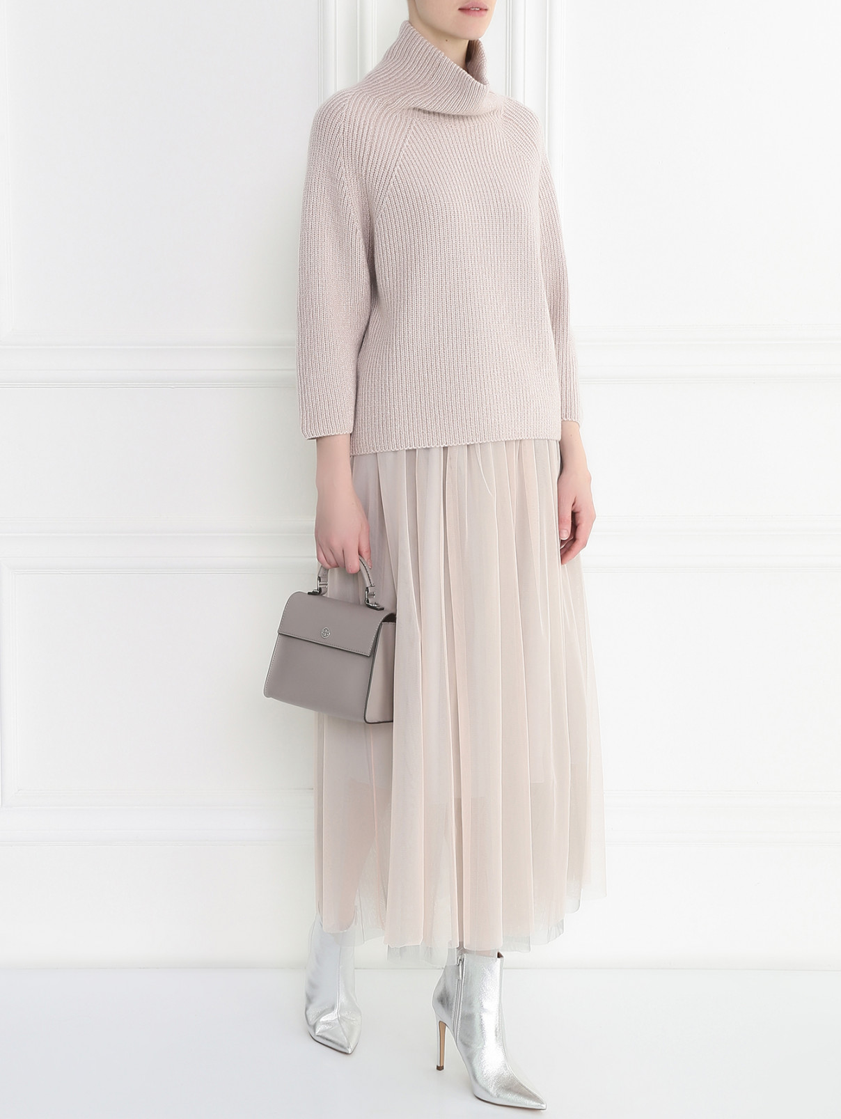 Пышная юбка-миди из нейлона Bruno Manetti  –  Модель Общий вид  – Цвет:  Розовый