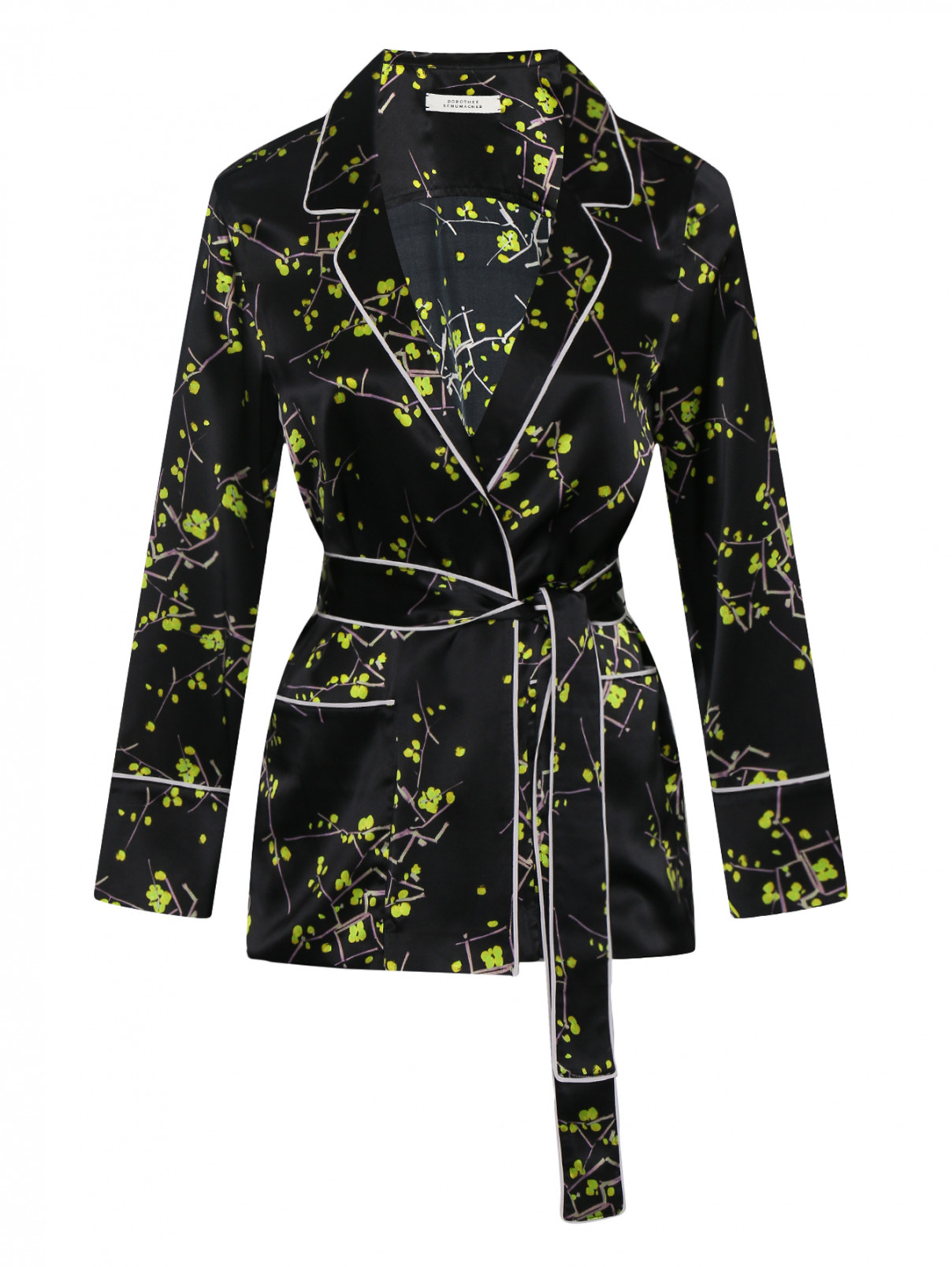 Блуза из шелка с узором Dorothee Schumacher  –  Общий вид  – Цвет:  Черный