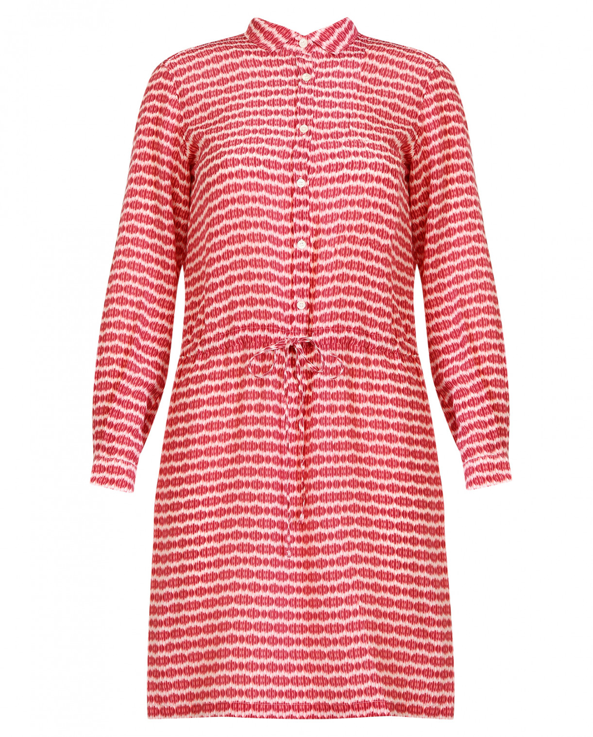 Шелковое платье-рубашка с завязкой на поясе Hartford  –  Общий вид  – Цвет:  Узор