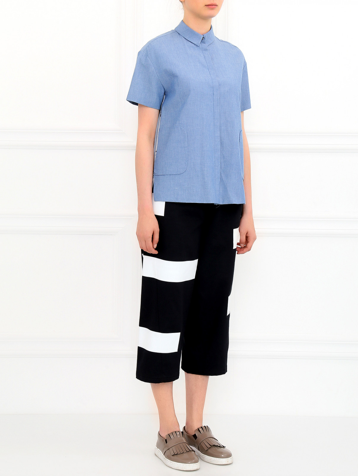 Укороченные  широкие брюки Kenzo  –  Модель Общий вид  – Цвет:  Черный