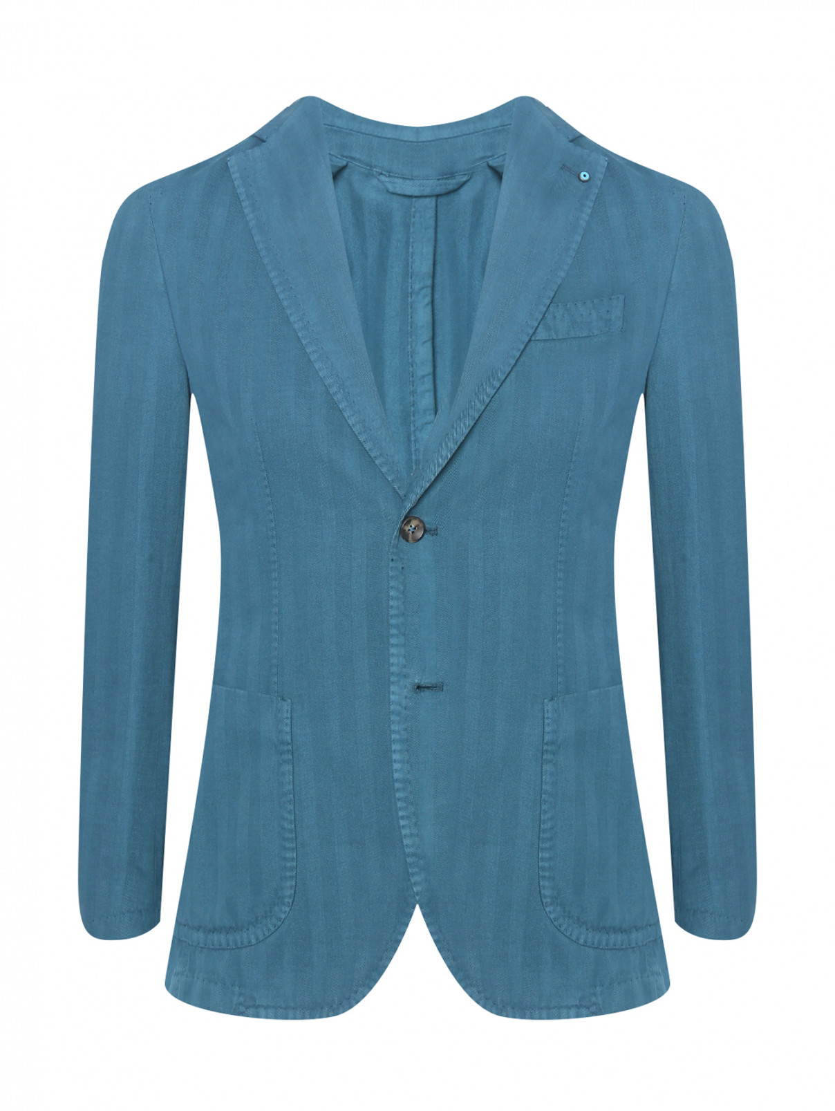 Пиджак из хлопка с карманами Giampaolo  –  Общий вид  – Цвет:  Синий