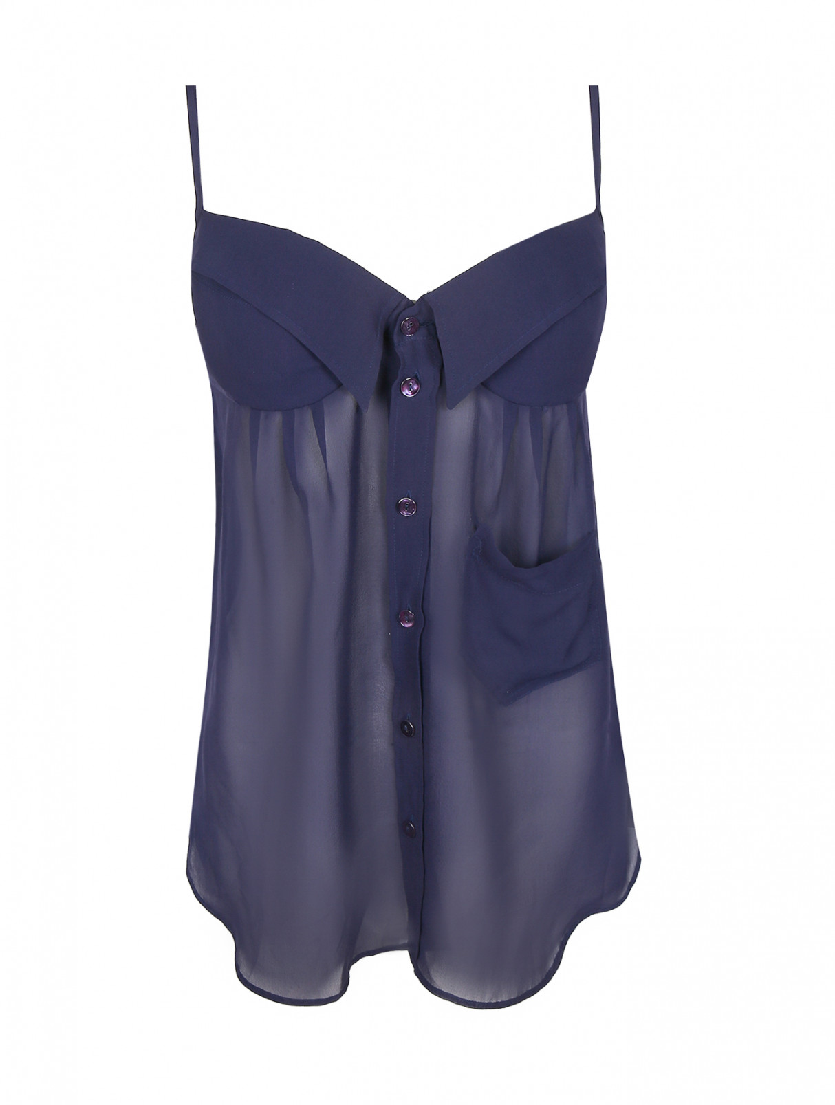 Топ из шелка с накладным карманом Jean Paul Gaultier  –  Общий вид  – Цвет:  Фиолетовый