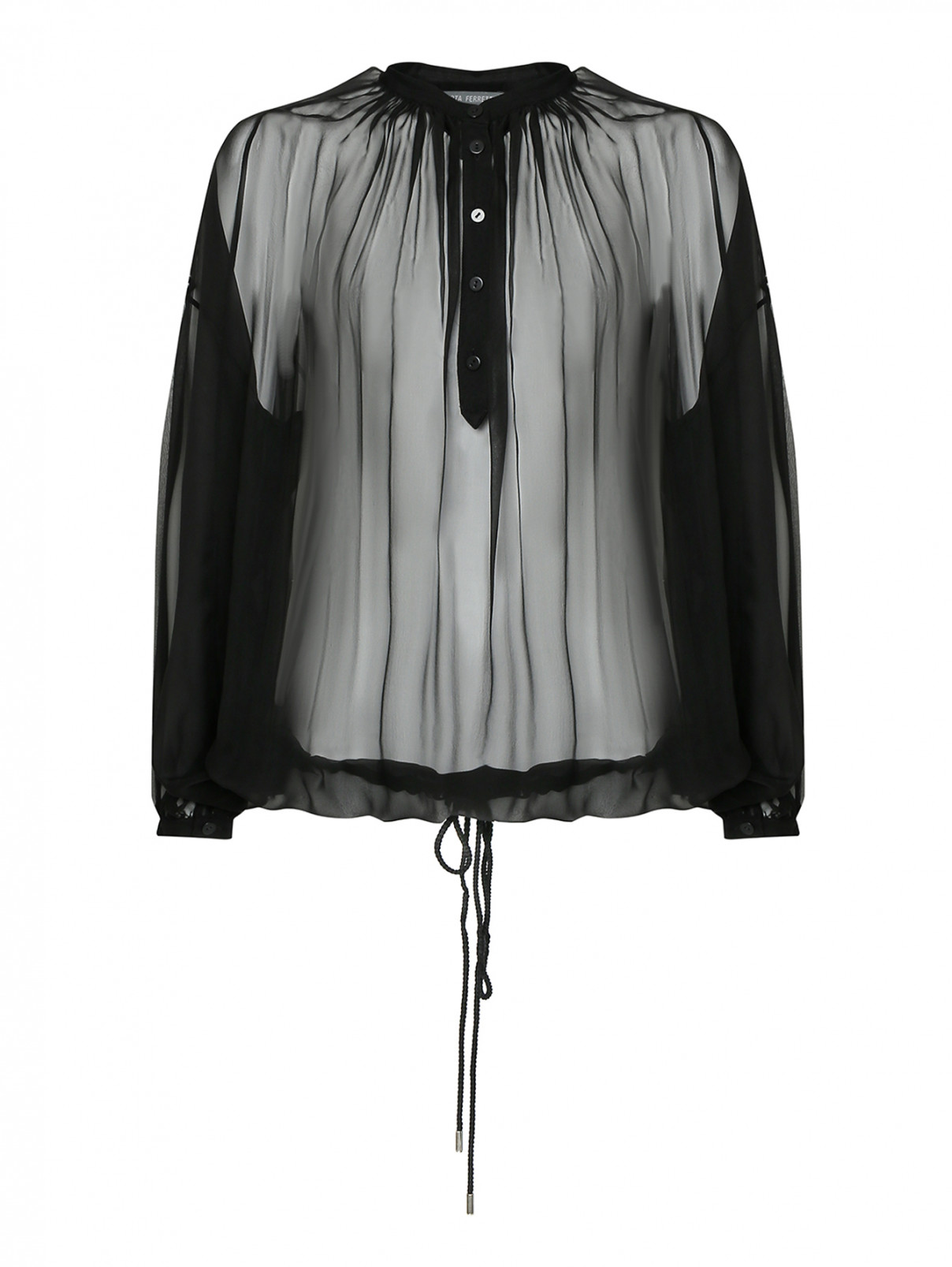 Блуза из шелка, со сборкой Alberta Ferretti  –  Общий вид  – Цвет:  Черный