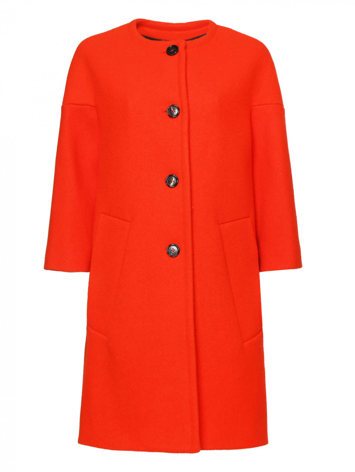 Пальто из шерсти с рукавом 3/4 Marni  –  Общий вид  – Цвет:  Красный