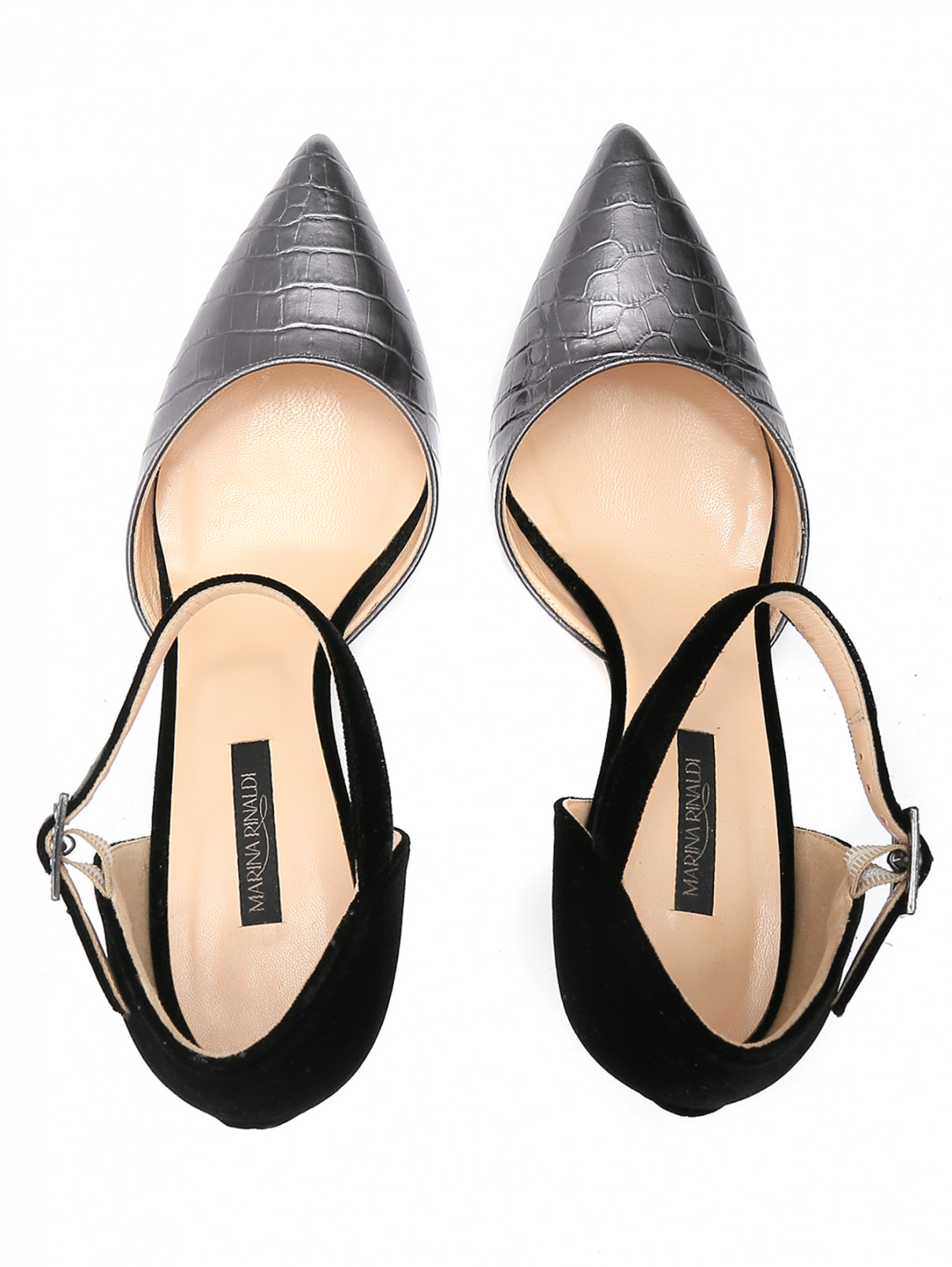 Туфли из кожи на среднем каблуке Marina Rinaldi  –  Обтравка4  – Цвет:  Черный