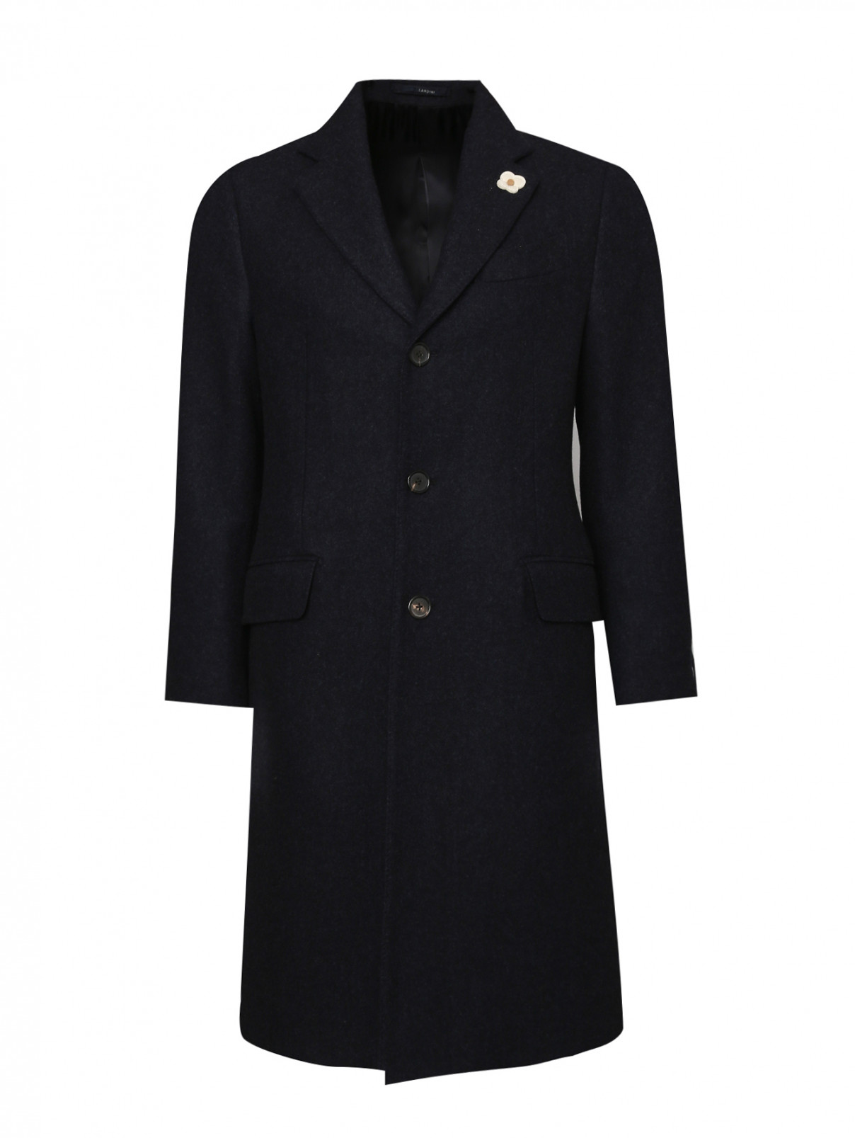 Пальто из шерсти и кашемира с карманами LARDINI  –  Общий вид  – Цвет:  Синий