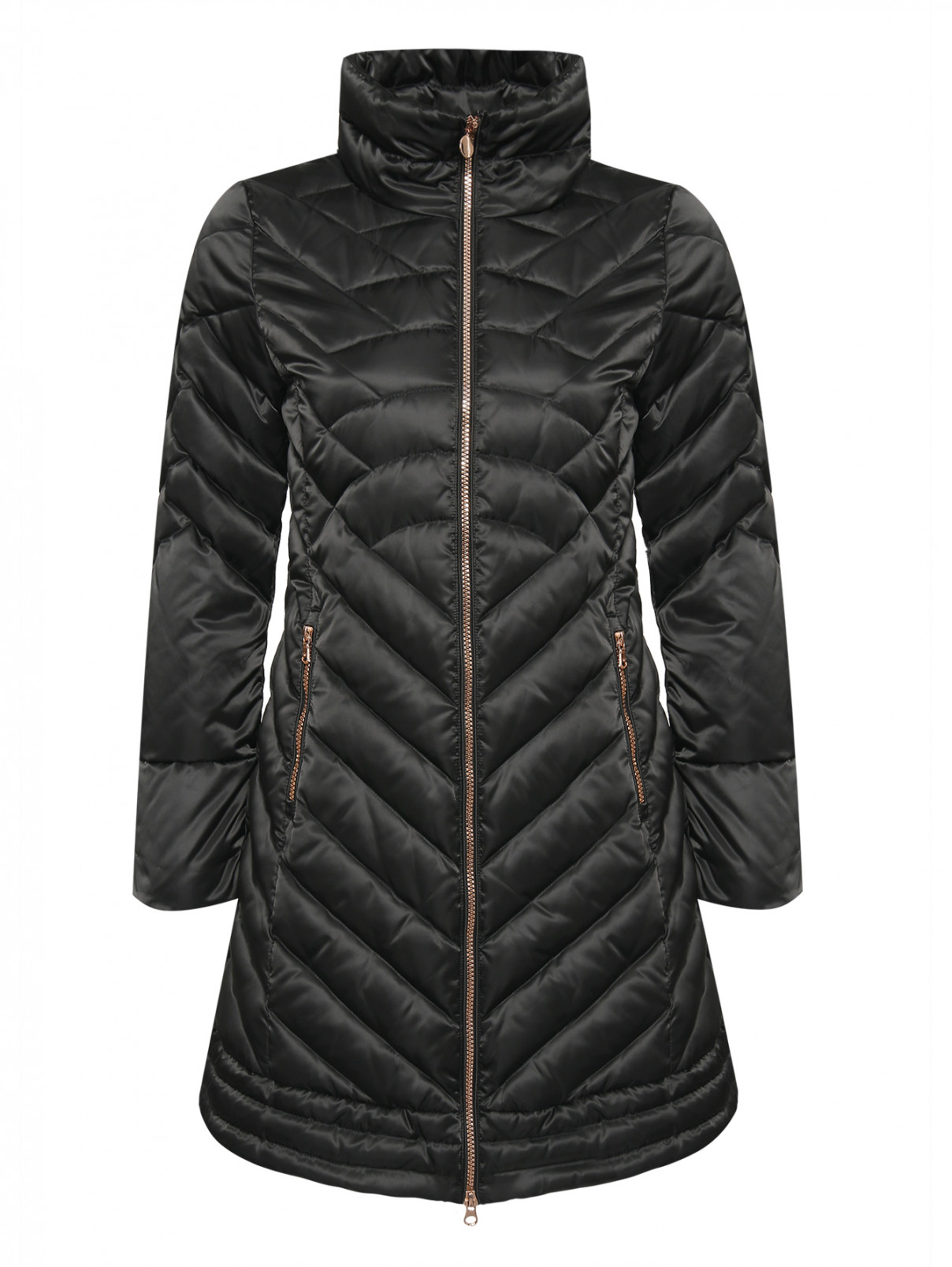 Стеганая куртка на молнии EA 7  –  Общий вид  – Цвет:  Черный
