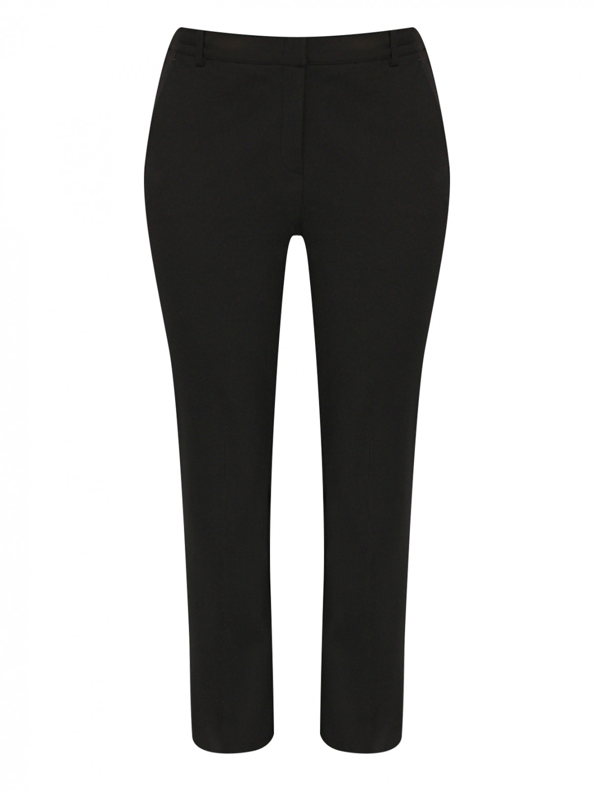 Укороченные брюки из смешанного хлопка Marina Rinaldi  –  Общий вид  – Цвет:  Черный