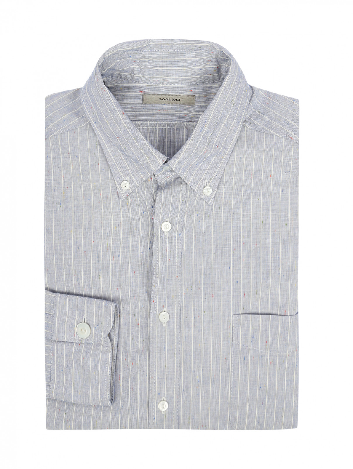 Рубашка из хлопка с узором "полоска" Boglioli  –  Общий вид  – Цвет:  Синий
