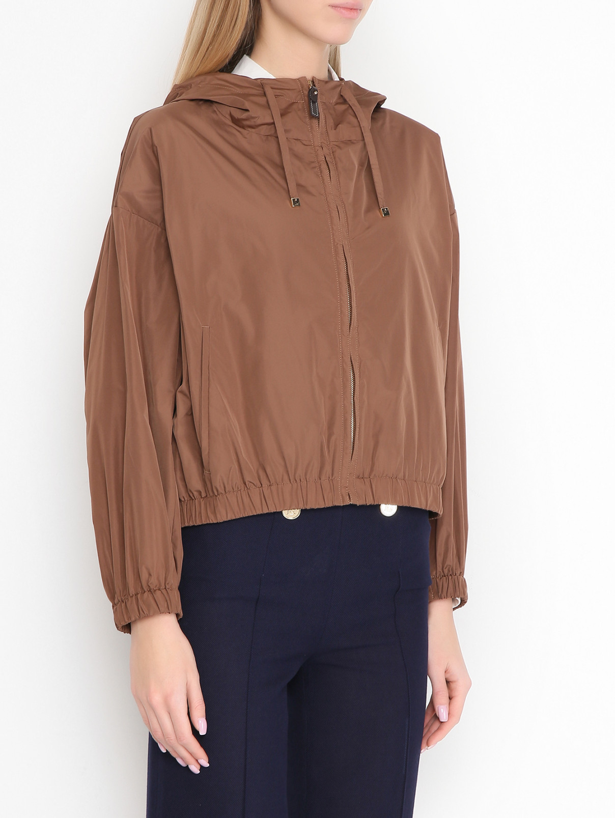 Куртка на молнии с капюшоном Max Mara  –  МодельВерхНиз  – Цвет:  Коричневый