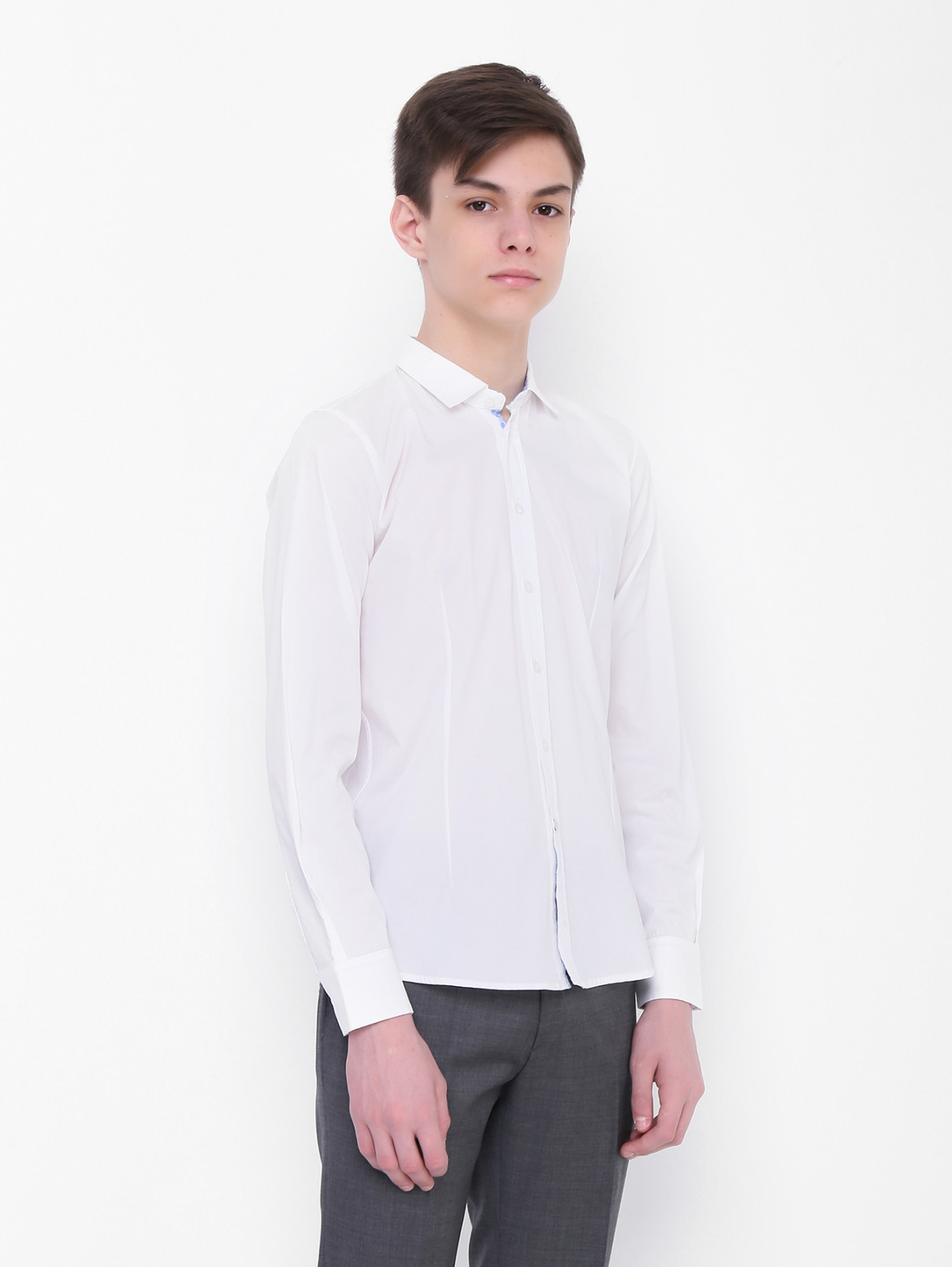 Однотонная рубашка из хлопка Aletta Couture  –  МодельВерхНиз  – Цвет:  Белый