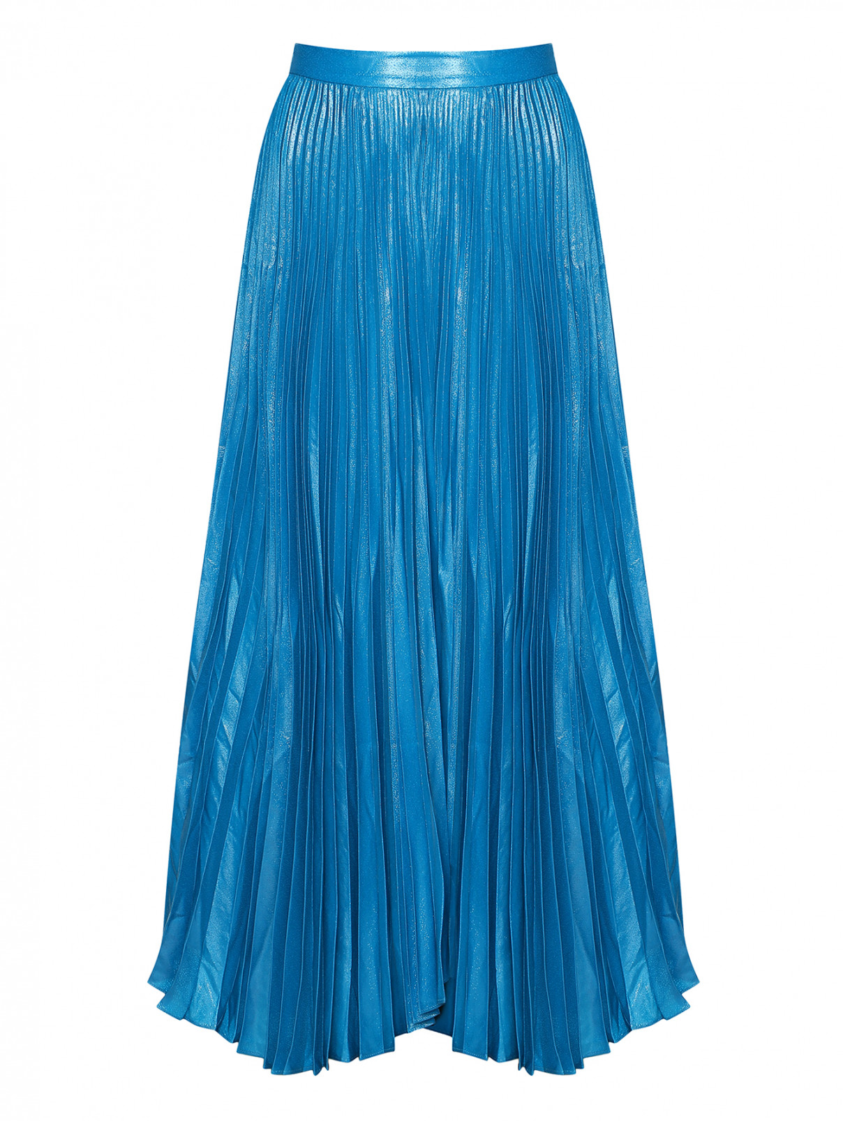 Плиссированная юбка-миди из шелка Alice+Olivia  –  Общий вид  – Цвет:  Синий
