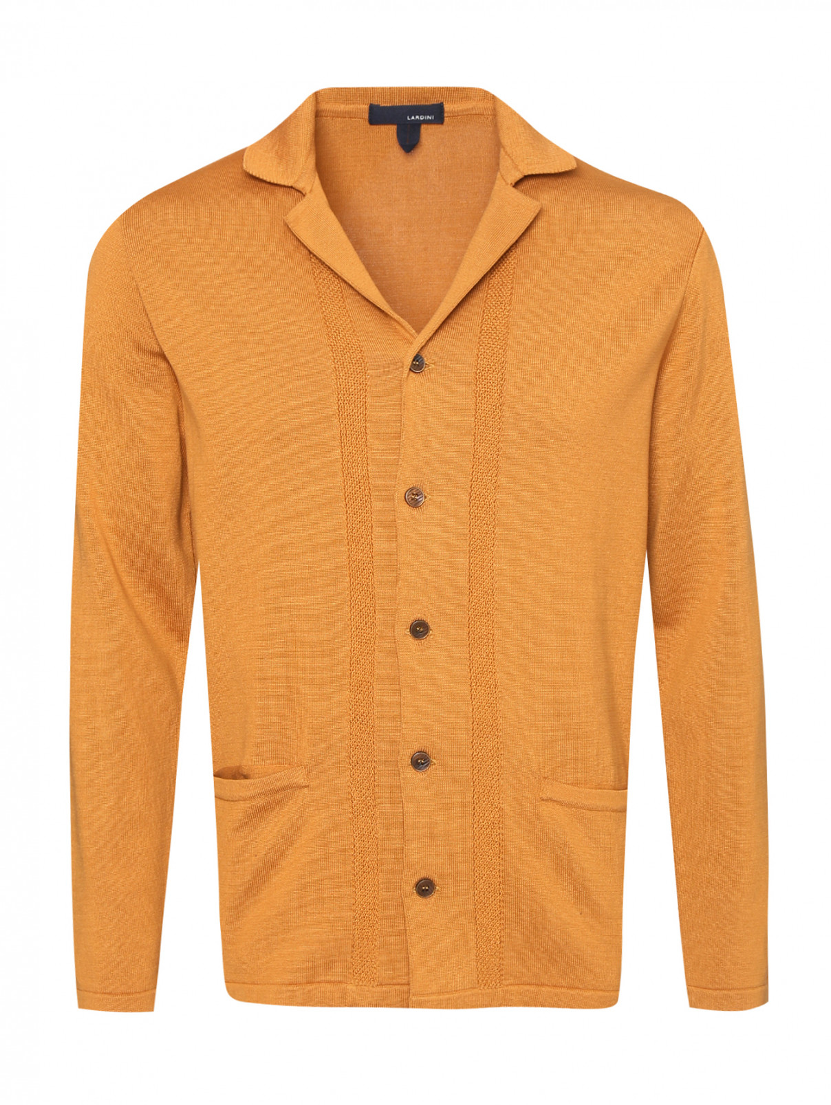 Кардиган из хлопка на пуговицах с карманами LARDINI  –  Общий вид  – Цвет:  Оранжевый