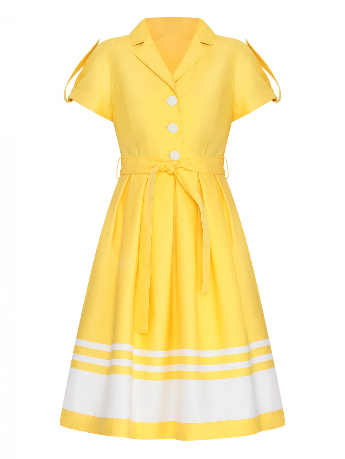 Платье из хлопка с поясом Moschino Boutique  –  Общий вид  – Цвет:  Желтый
