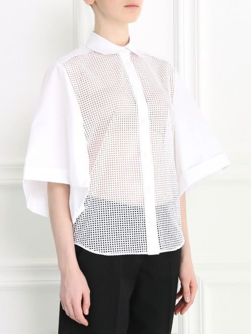 Блуза из хлопка с перфорацией Veronique Branquinho - Модель Верх-Низ