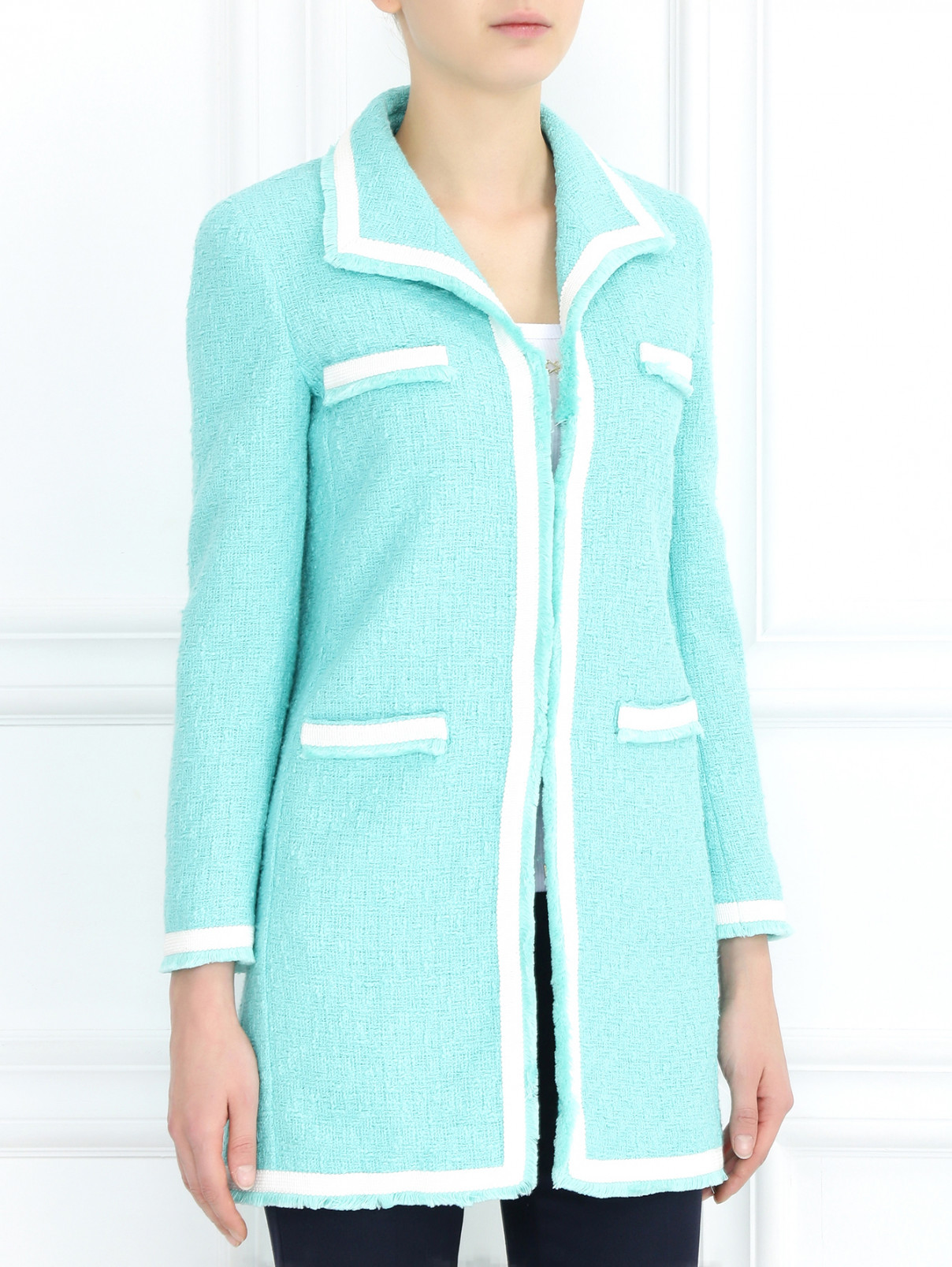 Легкое пальто из хлопка Moschino Boutique  –  Модель Верх-Низ  – Цвет:  Зеленый