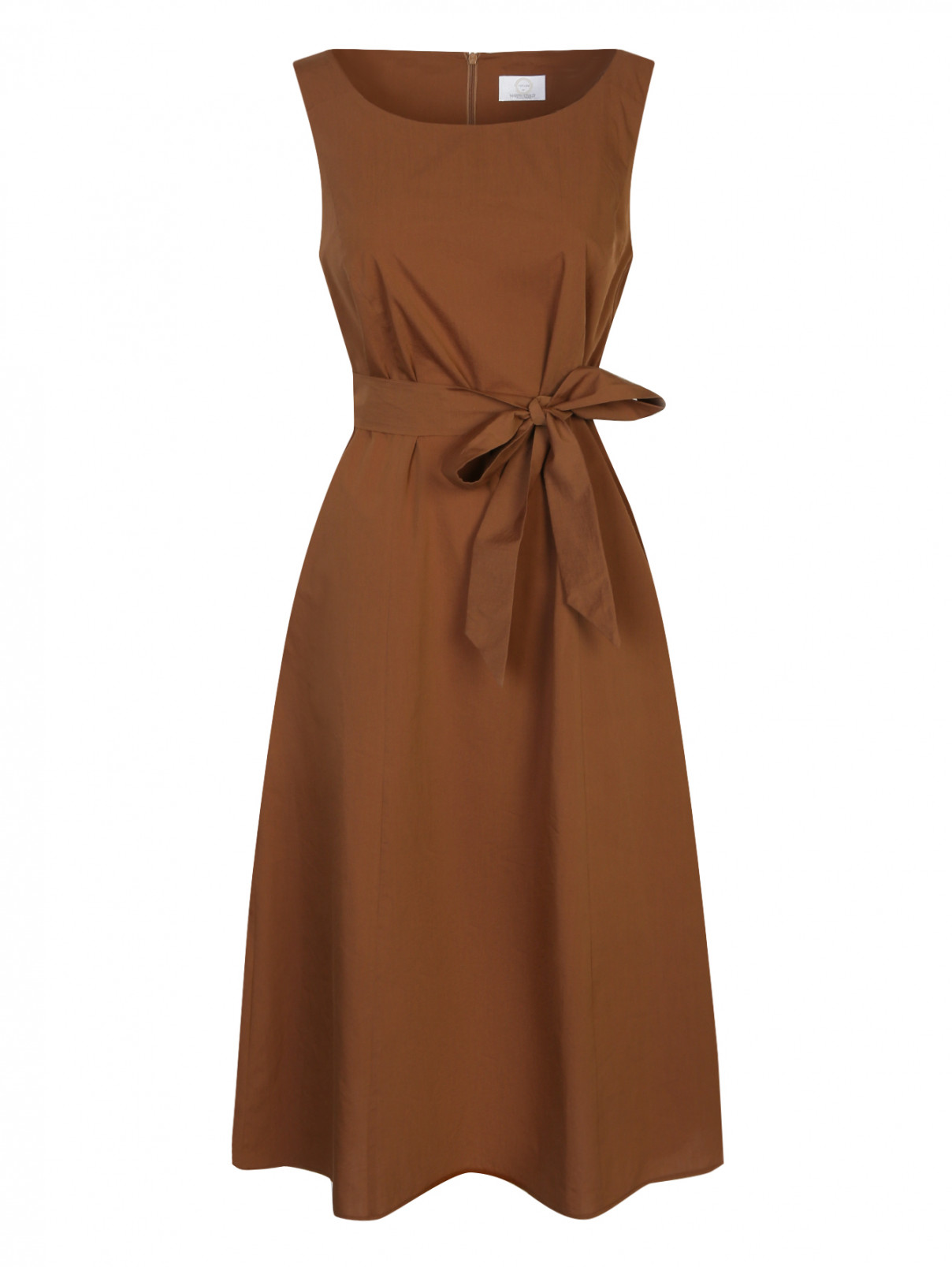 Платье из хлопка и шелка без рукавов Marina Rinaldi  –  Общий вид  – Цвет:  Коричневый