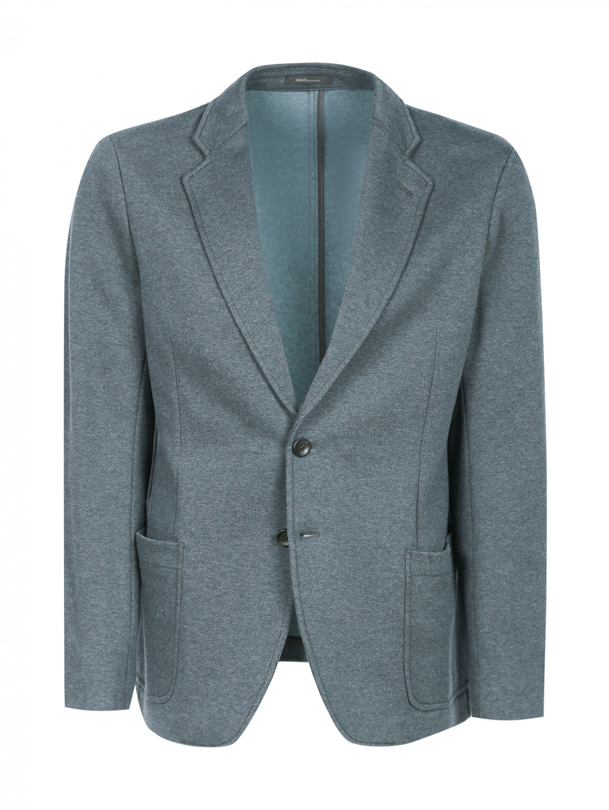 Пиджак однобортный из хлопка Armani Collezioni  –  Общий вид  – Цвет:  Серый