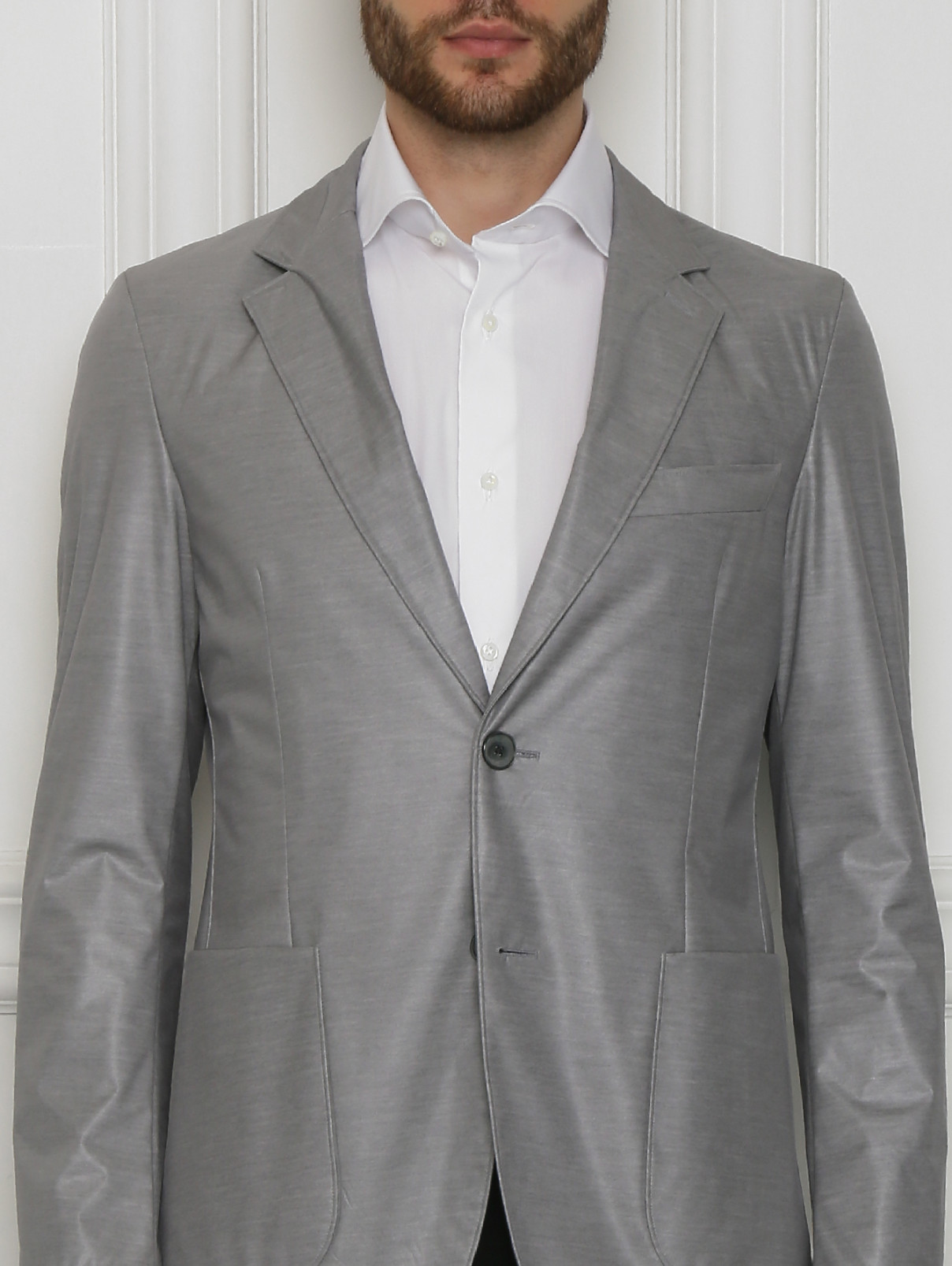 Пиджак однобортный с накладными карманами Belvest  –  МодельОбщийВид1  – Цвет:  Серый