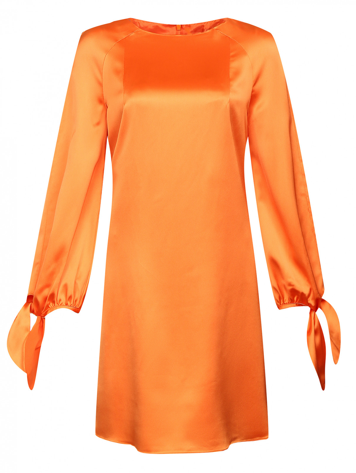 Платье свободного кроя из атласной ткани Carven  –  Общий вид  – Цвет:  Оранжевый