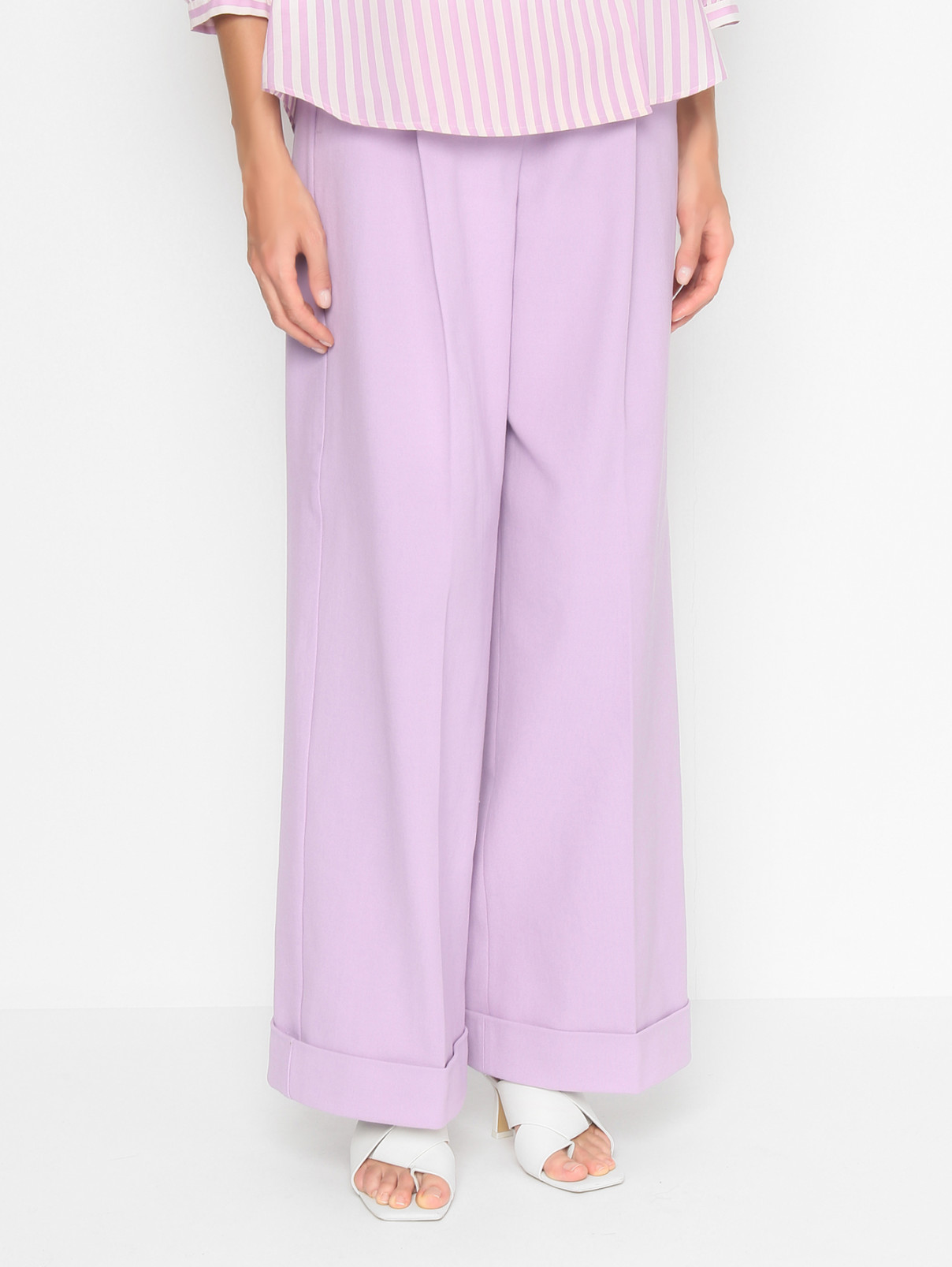 Широкие брюки из хлопка Sportmax  –  МодельВерхНиз  – Цвет:  Фиолетовый