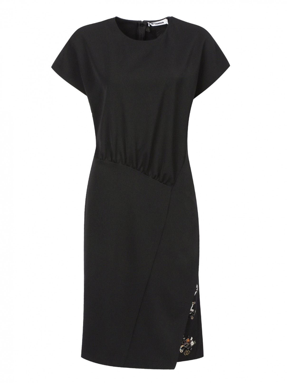 Платье-футляр асимметричного кроя Jil Sander  –  Общий вид  – Цвет:  Черный